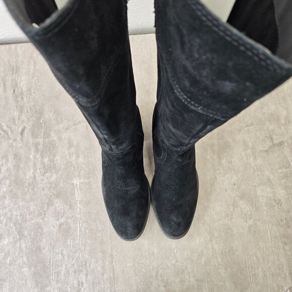 Born Of Concept Knee High Boots 7.5 Black Suede Equestrian Western Riding Tall - Picture 2 of 15